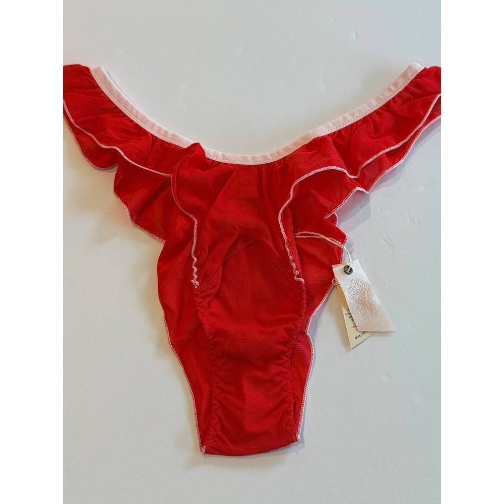 Free People HAH Flygirl Mesh Ruffle Red‎ Panty S NWT - Picture 2 of 3
